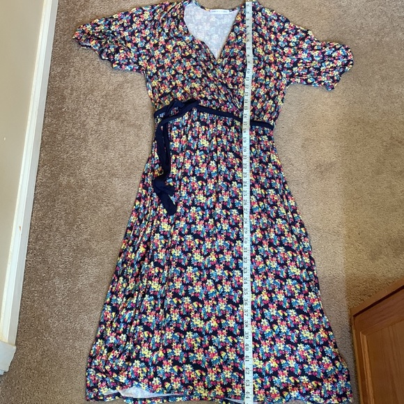 Chris & Carol Floral Half Sleeve A-Line Dress with Waist Tie Women’s Large - Picture 11 of 12